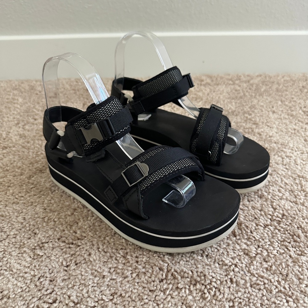 Women's Black Platform Sport Sandals